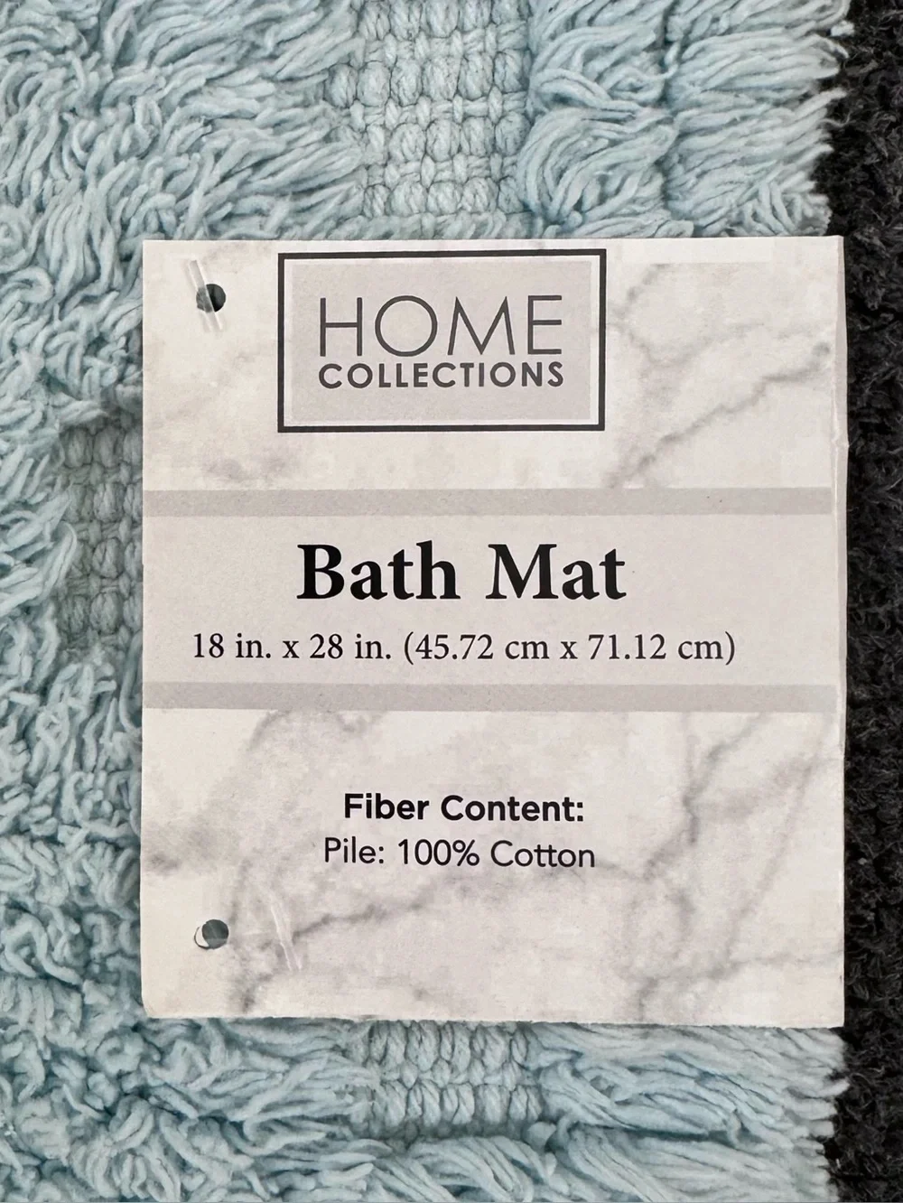 Home Collections Checkered Fringe Bath Mats Cotton Set of 2 Aqua Blue 18x28 NWT